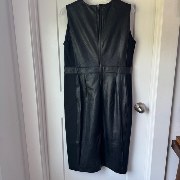 SPANX Combo Leather Like Luxe Sheath Black Vegan Stretch Dress Large LIKE NEW - Picture 10 of 13